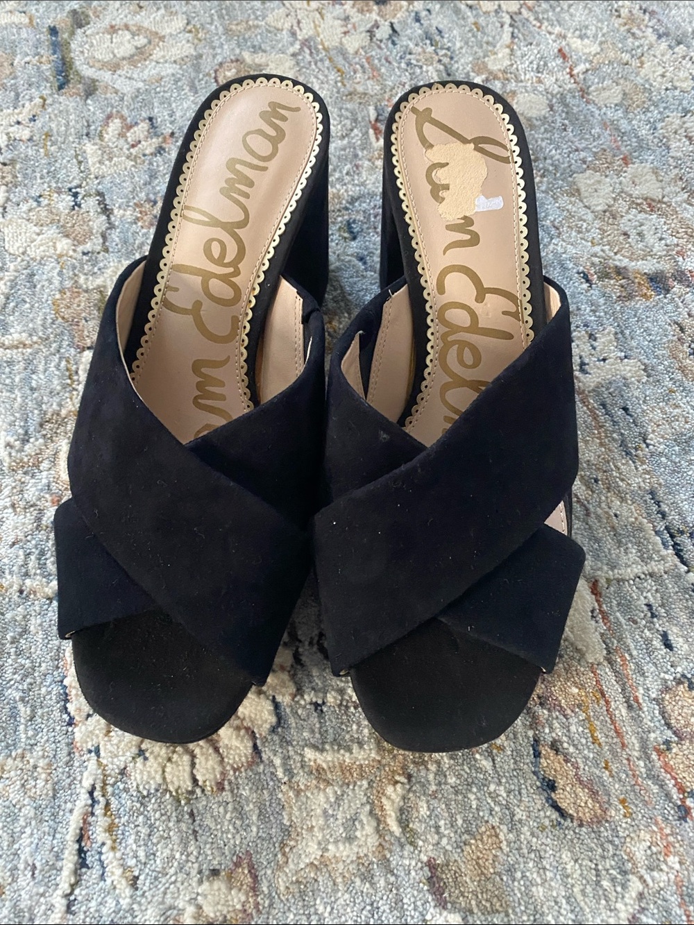 NWOT Women’s Sam Edelman Black Suede Crisscross Mule Slides Sz 8.5